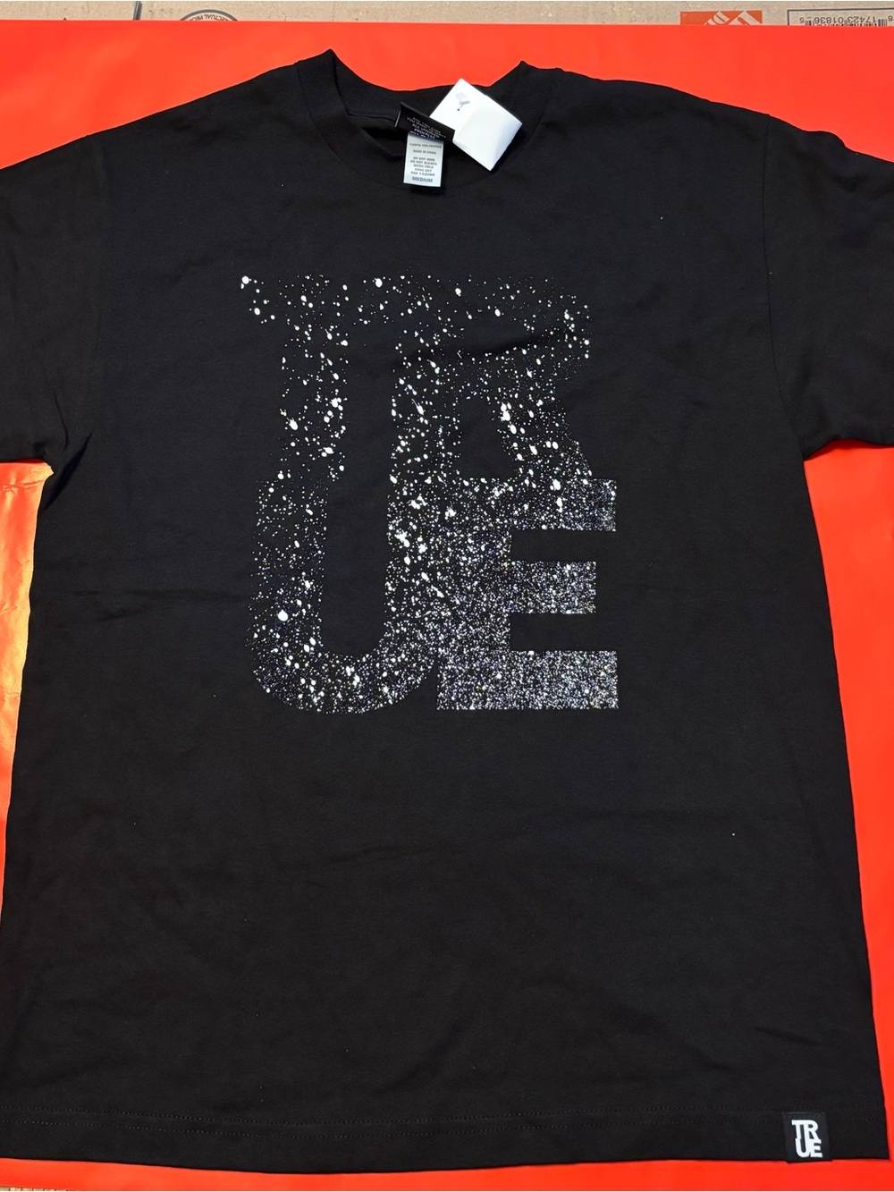 Black Kids Short Sleeve Tee with Silver Glitter Like Logo